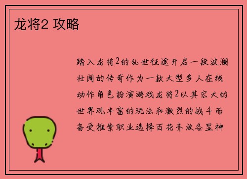 龙将2 攻略